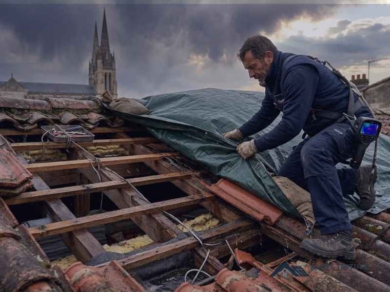 Urgence fuite de toiture — chantier Altys Toiture Coutras à Coutras